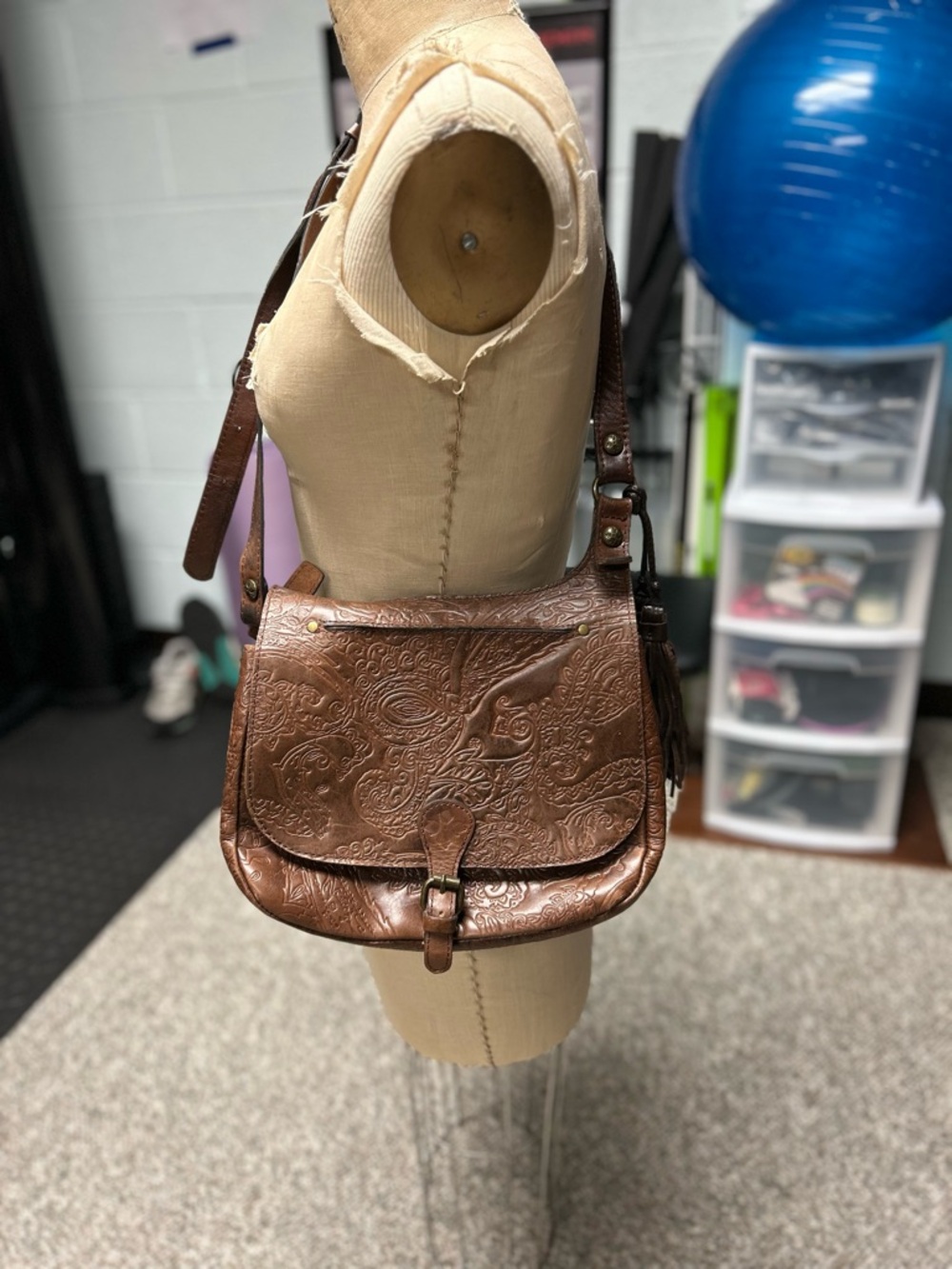 Patricia Nash Brown Embossed Leather Shoulder Bag